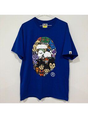 A Bathing Ape BAPE Baby Milo x Dragon Ball Z Ape Head T-shirt Blue Size L